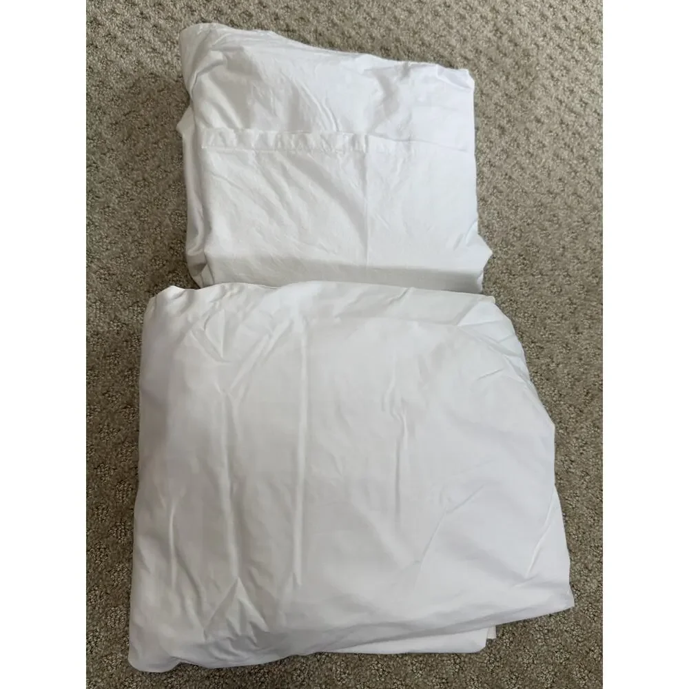 Pottery Barn WHITE Classic Organic Sheets - Twin XL - Dorm - FITTED + Flat Sheet